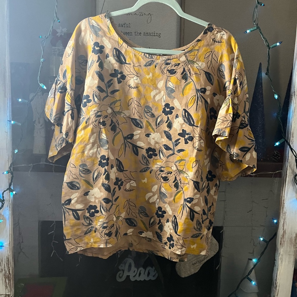 Linen 3/4 Sleeve Top